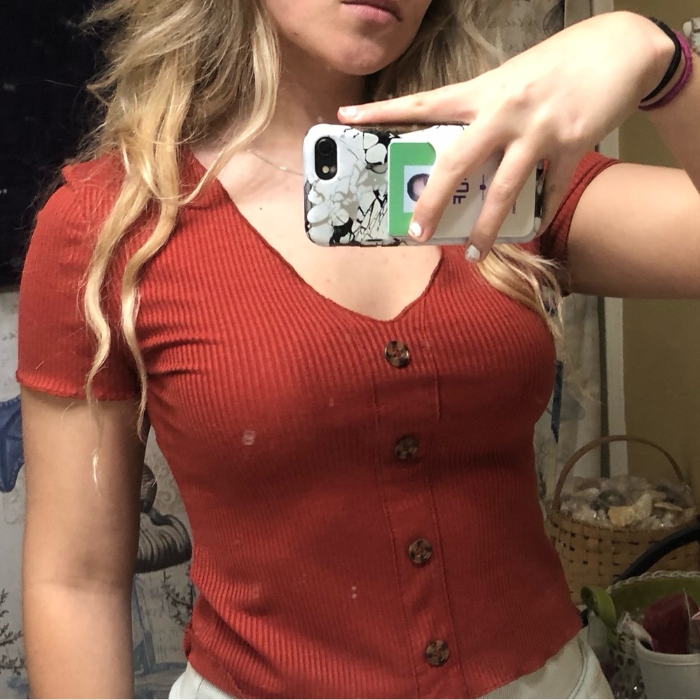 Rue21 button shirt, burnt orange